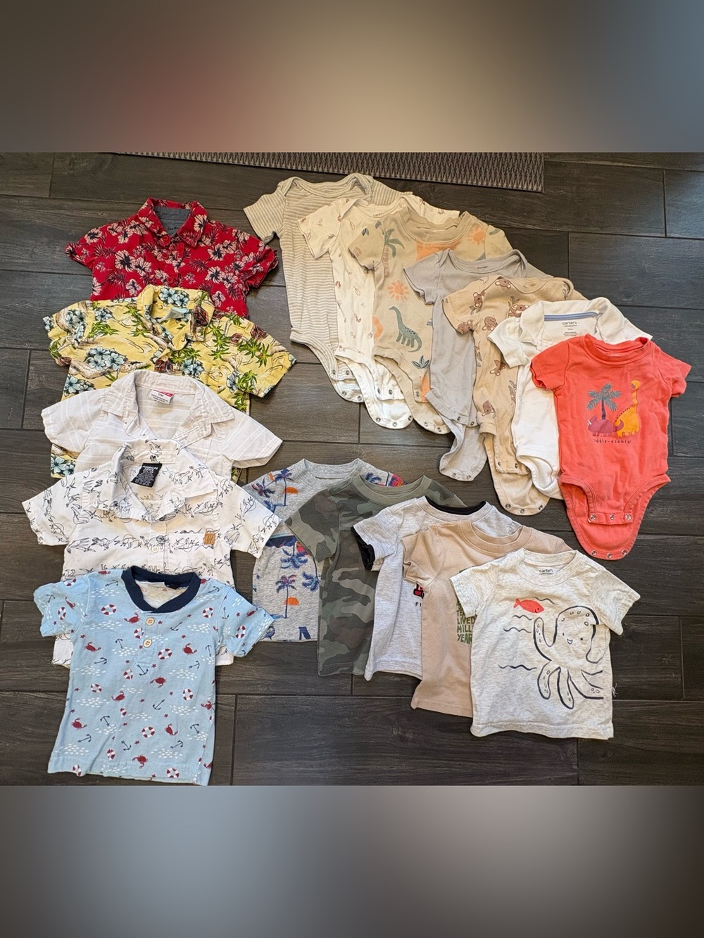 Assorted Baby/Toddler Short Sleeve Onesies & Shirts - Neutral & Patterned Mix